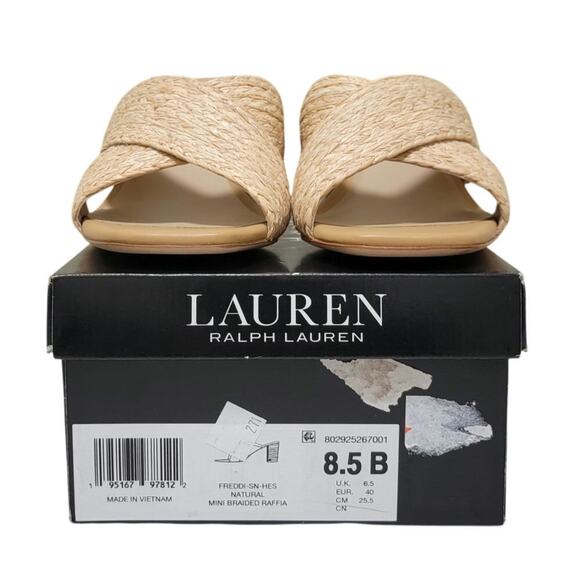 Lauren Ralph Lauren Women Freddi Cross Strap Sandals Size US 8.5B Natural Raffia - Picture 6 of 6